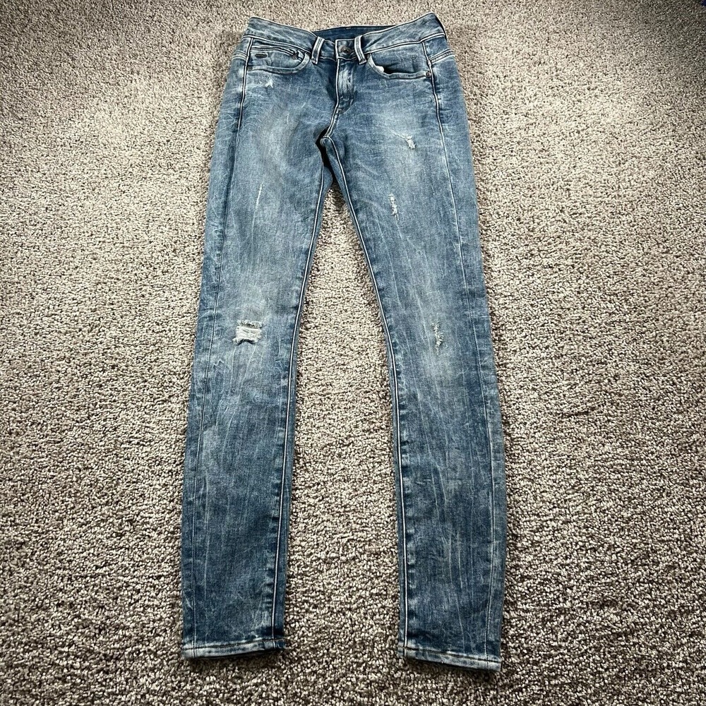 G Star Raw Midge Zip Jeans Womens 25x30 Blue Mid Skinny Denim Casual Classiccore